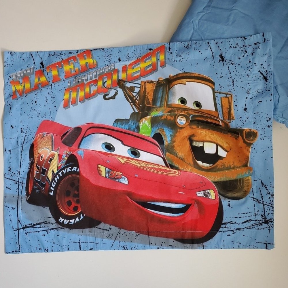 Cars movie Lightning McQueen single pillow case and twin bedskirt